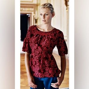 Vintage Anthropologie Aquarius Lush Landscape silk tie back blouse